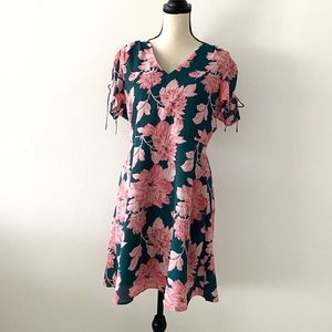 NWT J Crew Mercantile Green Pink Flower Dress Size 12